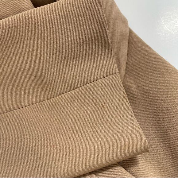 Gianfranco Ferre Tan Wool Blend Leather Trim Skirt Suit Sz 8 - Picture 15 of 16